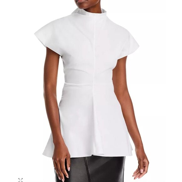 Rosetta Getty Funnel Neck Torqued Knit Top Fit & Flare Black Size L New $625.00 - Picture 15 of 15